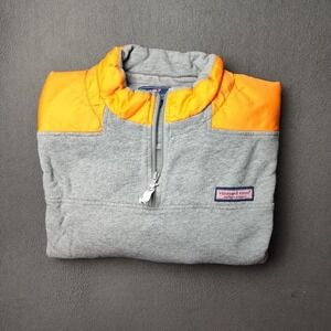 Vineyard Vines Shep Shirt Quarter Zip Sweatshirt Mens Large Gray Orange 1K0506